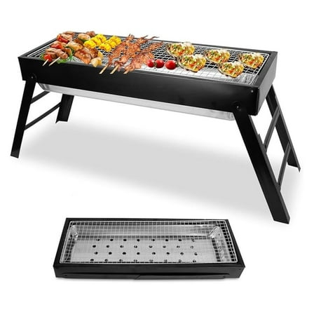 Portable Charcoal Grill for Camping - Compact BBQ Grill with Stainless Steel Net - Outdoor Cooking for Picnic, Backyard & Travel