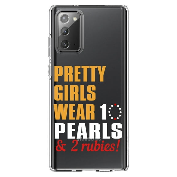 DistinctInk Clear Shockproof Hybrid Case for Galaxy Note 20 ULTRA (6.9" Screen) - TPU Bumper Acrylic Back Tempered Glass Screen Protector - Pretty Girls Wear 10 Pearls 2 Rubies