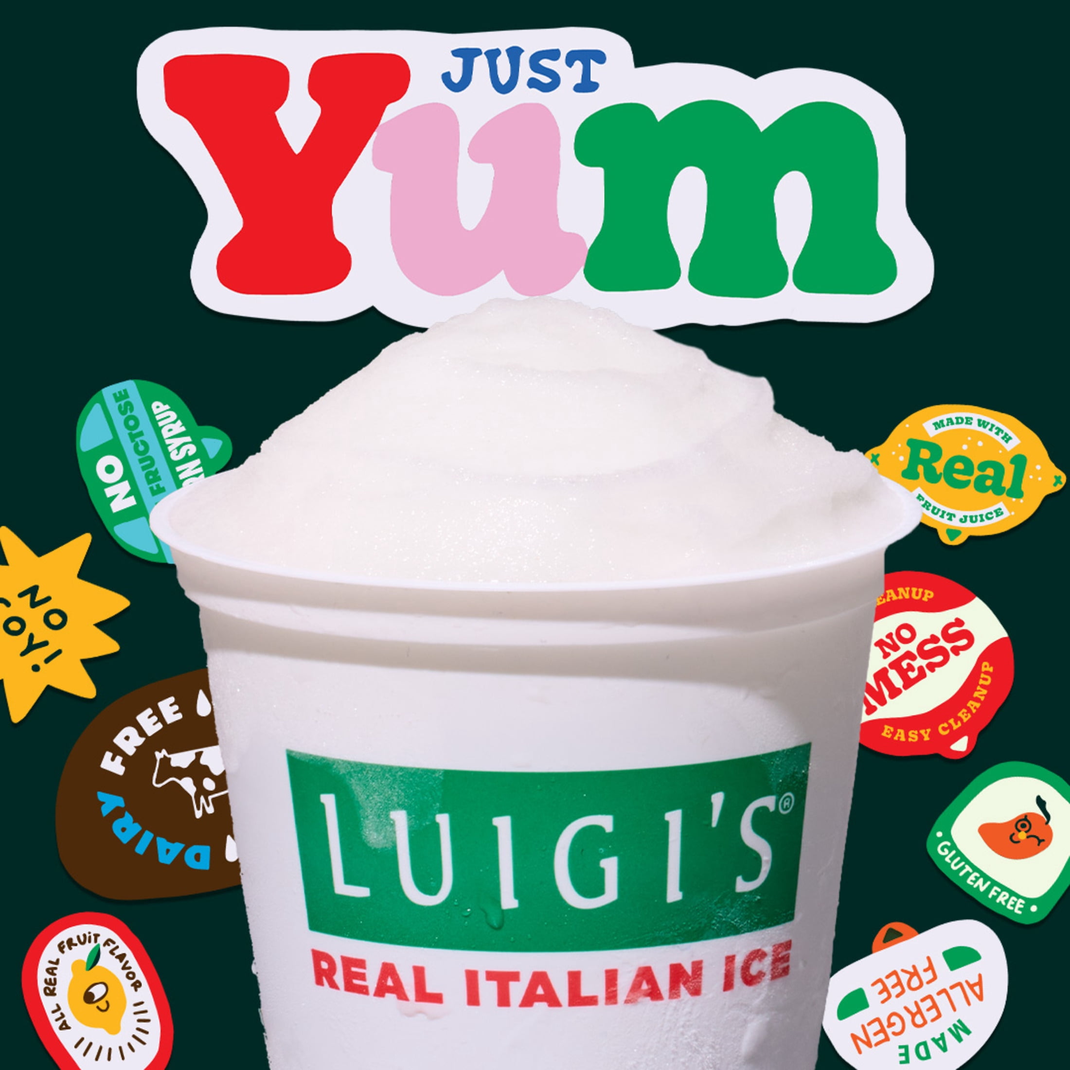 Luigi's Lemon & Strawberry Real Italian Ice, 6 fl oz, 6 Count, (Frozen)