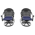 thumbnail image 5 of Outdoor Cast Aluminum Swivel Chairs (2pcs), Black Frame, Random Color Seat Covers 2pcs Garden Chairs, Cushions, 5 of 5