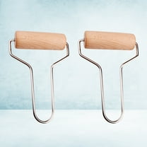 Sparsain Set of 2 wooden rolling pins with wooden handle and polymer clay