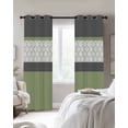 thumbnail image 3 of Sage Green Morocco Blackout Curtains, Light Blocking Print Window Curtains, Modern Stitching Geometric Striped Grey Thermal Insulated Window Drapes for Living Room 2 Panels, 55"W x 39"L, 3 of 9