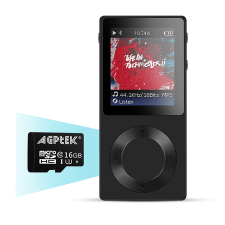 AGPTEK ROCKER Bluetooth 4.0 MP3 Player with 16GB SD card, Lossless Music Player for Audiophile(up to 256GB), (Best Portable Music Player Audiophile)
