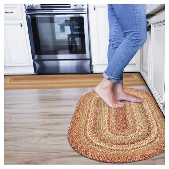 Homespice 2x3' Brown Oval Braided Rug. Harvest Brown Jute Oval Rug. Uses- Entryway Rugs, Kitchen Rugs, Bathroom Rugs. Reversible, Rustic, Country, Primitive, Farmhouse Decor Rug