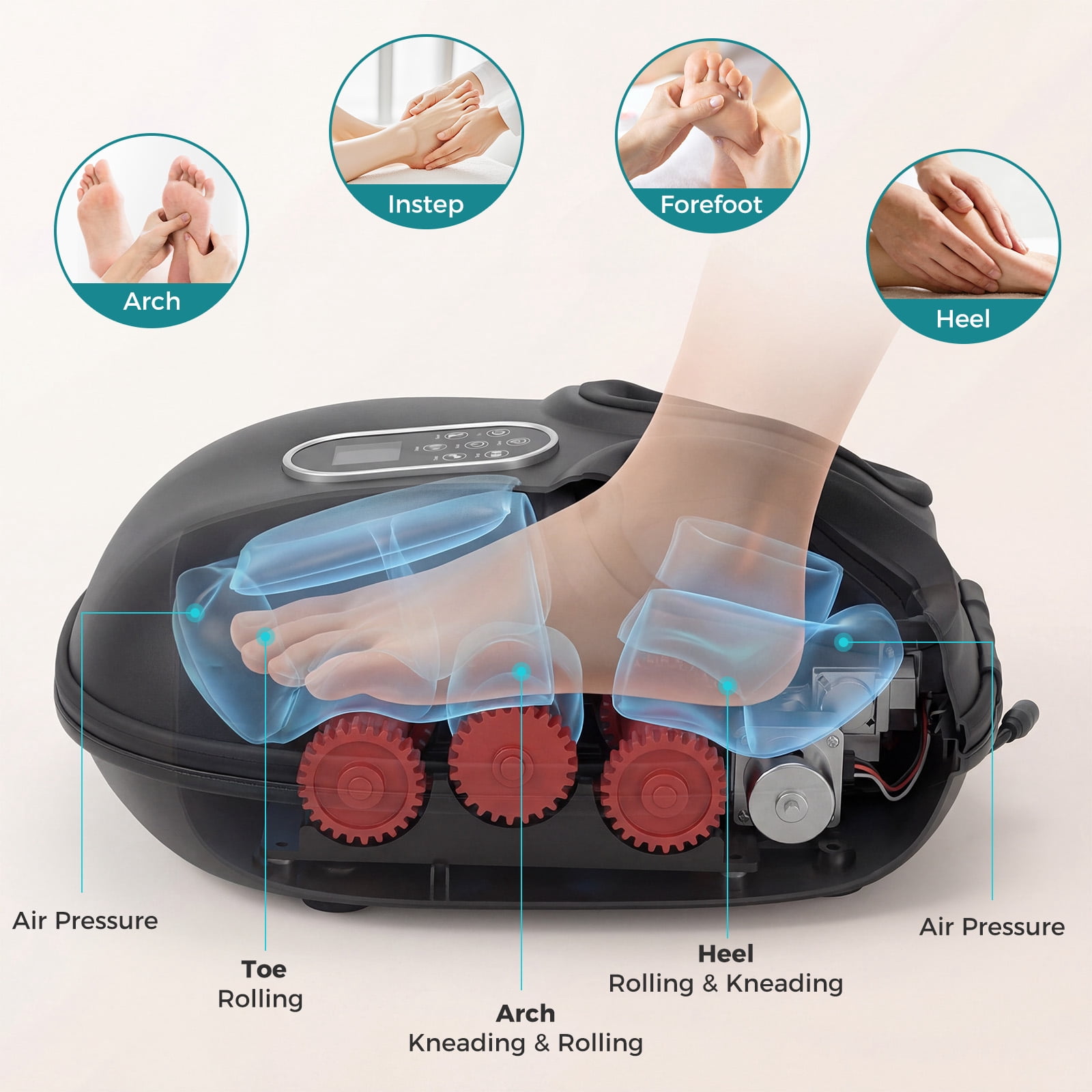 CONCETTA Full Foot Massager Machine with Heat & Shiatsu, Deep Tissue Plantar Fasciitis Relief, Gifts for Women Men Mom Dad, Fits up to Size 13