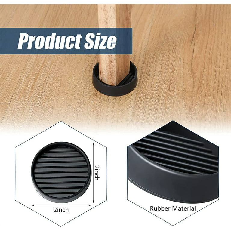  CasterMaster Non Slip Furniture Pads- 2x2 Square Rubber Anti  Skid Caster Cups, Leg Coasters- Couch, Chair, Feet, and Bed Stoppers-  Anti-Sliding Floor Protectors for Furniture (Set of 4) Black : Tools