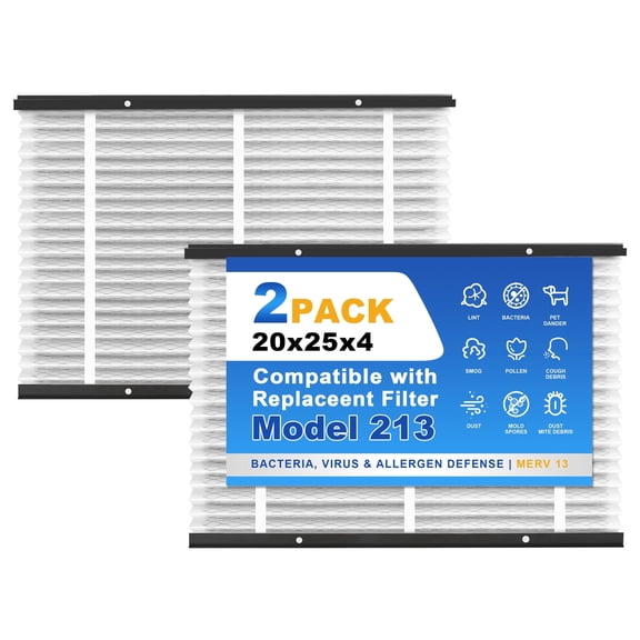 SNAPZY 213 210 Replacement Filter Compatible with AprilAire Air Purifier Models 1210 1620 2210 2216 3210 4200 2200 Upgrade Kit 1213, Merv 13 Whole House Furnace Filters 20x25x4, 2-Pack