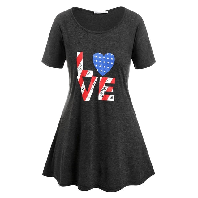 Camiseta gráfica de impresión de la bandera americana Rosegal Camisetas tallas grandes