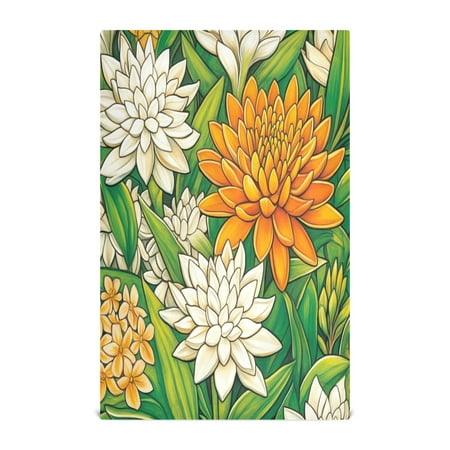 

Elegance Flowers Pattern Kitchen Towels Set of 4 Tea Towels for Kitchen Decorative Waffle Dishcloths 28x18in