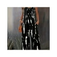 thumbnail image 3 of [Plus-size Casual Stretch Romper] Women'S Plus-size Casual Romper, Women'S Plus-size Tie Dyed Round Neck Medium Stretch Wide Leg Suspender Romper, Casual Comfort, Local Warehouse, Black Five, 3 of 5