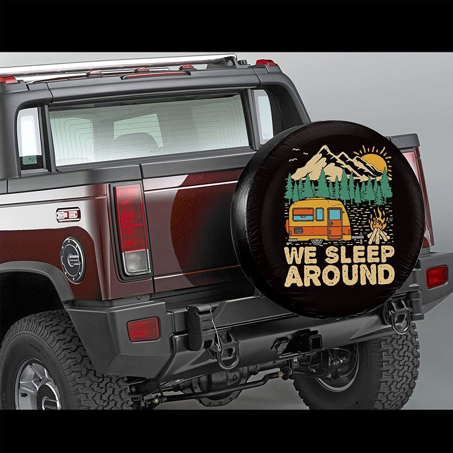 Spare Tire Cover We Sleep Around Universal Wheel Protectors Weatherproof  Fit for Jeep SUV Camper Travel Auto Accessories Dust-Proof Tire Covers 