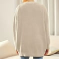 thumbnail image 4 of Jersey de mujer de color liso con escote en V y botones a juego sencillos de estilo europeo y estadounidense, 4 of 5