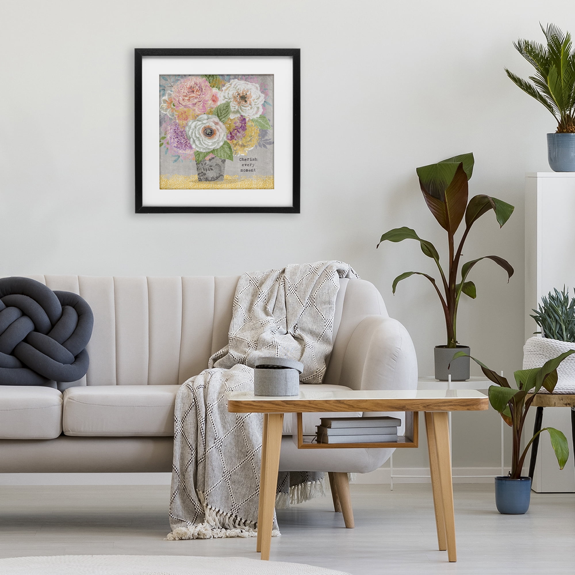 Stupell Industries Cherish Every Moment Inspiration Black Framed Print Under Glass, design by Suzanne Nicoll