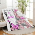 thumbnail image 3 of Eiffel Tower Throw Blanket French Paris Cherry Blossoms Print Throw Blankets Gifts for Couch Sofa Bed Stuff Decor Soft Cozy Fleece Plush Flannel Bedding for Lover Men Women Boys Girls 40"x50", 3 of 5