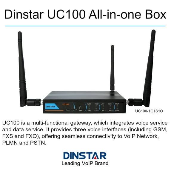 Dinstar UC100 Multi-Functional Gateway GSM, FXS and FXO All-in-one Box