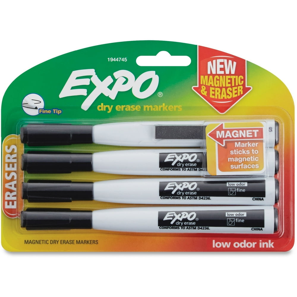 Expo Eraser Cap Fine Dry Erase Markers, 4 / Pack (Quantity