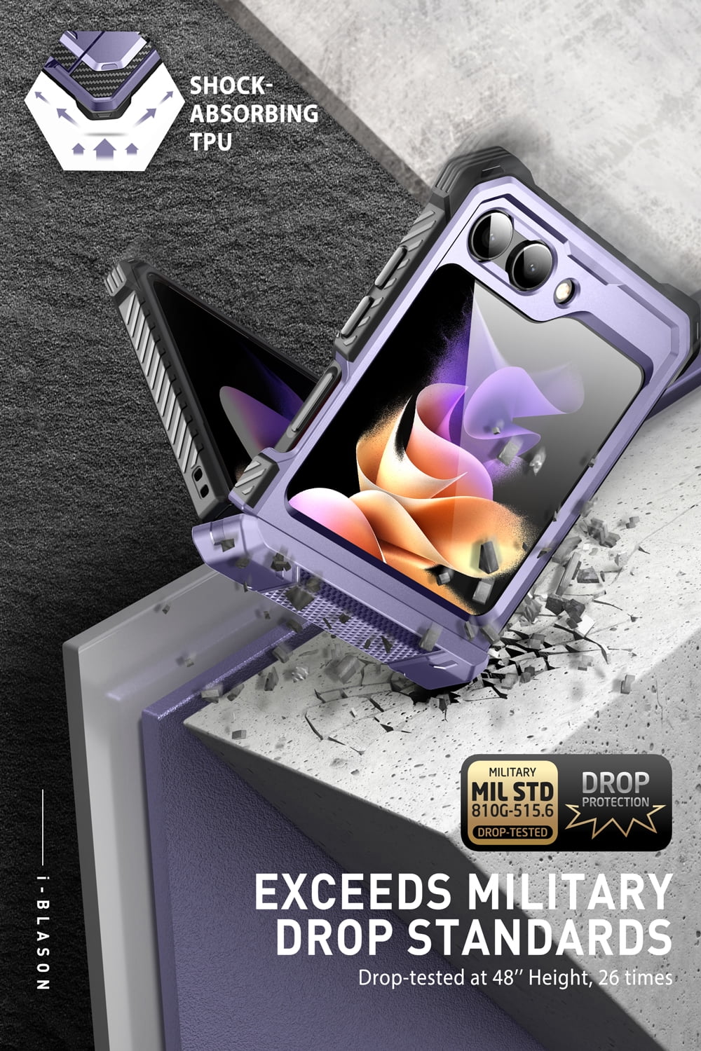 i-Blason Armorbox Shock-Absorbent & Resistant Holster Cell Phone Case for Galaxy 2023 ZFlip5, Mauve