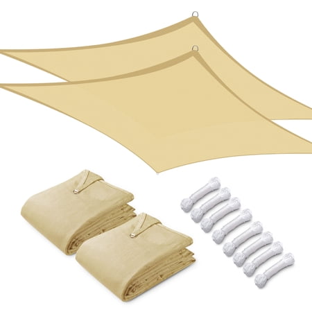 LAGarden 16x20 Ft 97% UV Block Rectangle Sun Shade Sail HDPE Canopy Patio Garden Lawn Park Backyard 2 Pack