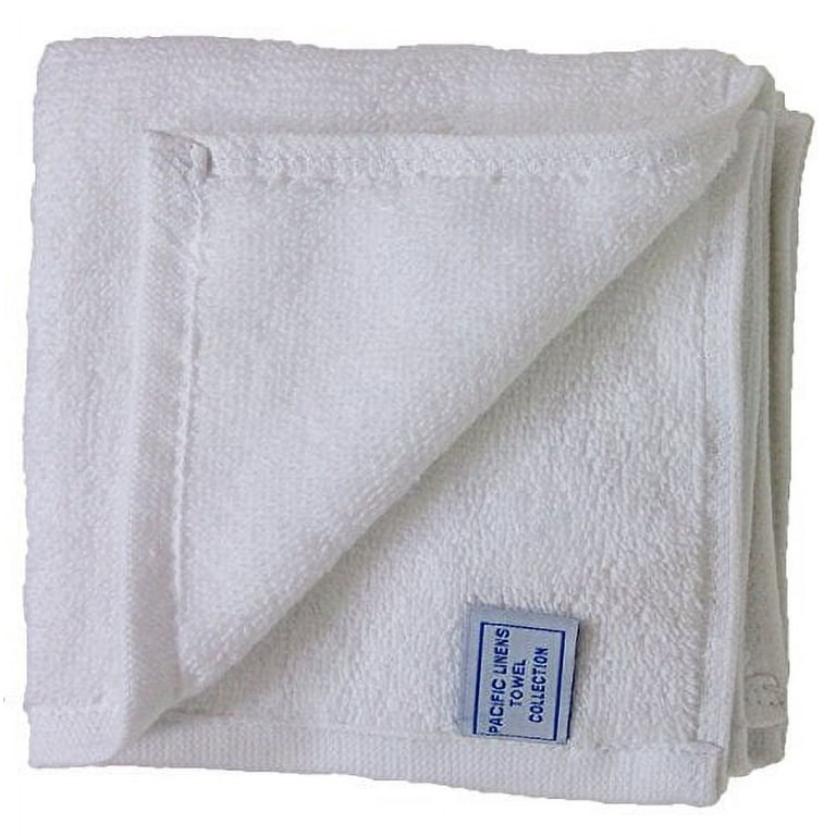Pacific Linens 24-Pack White 100% Cotton Towel Washcloths, Durable,  Lightweight, Commercial Grade and Ultra Absorbent