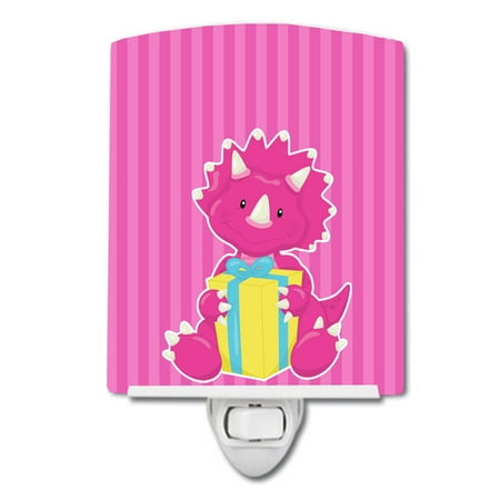 

Caroline s Treasures BB8924CNL Dinosaur Pink #2 Ceramic Night Light 6x4x3 multicolor