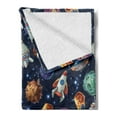 thumbnail image 2 of Space Soft Flannel Fleece Blanket, Futuristic Science Fiction Comic Planet Spaceships Androids Rockets Ufo Illustration, Cozy Plush for Indoor and Outdoor Use, 50" x 70", Multicolor, by Ambesonne, 2 of 5