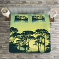 thumbnail image 3 of Ambesonne Abstract Quilted Bedspread Set 3 Pcs, Forest Tree Landscape, Queen Size, Blue and Green, 3 of 3