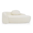 thumbnail image 4 of Modern Oval Single Lazy Sofa Chair with Integrated Backrest, Side Armrest & Pillow, Compact Space-Saving Lounge Chair for Living Room, Bedroom, Beige, 4 of 7