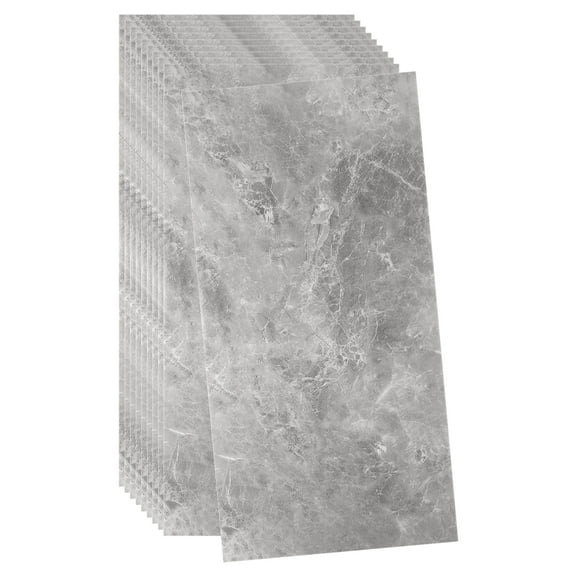 Uxcell 10pcs Peel and Stick Wall Panels 23.6" x 11.8" Skin Feel Brick Wallpapers (19.4 Sq. Ft. / 1.8 Sq.m. Coverage) Marble Tiles Adhesive Backsplash, Fog Gray