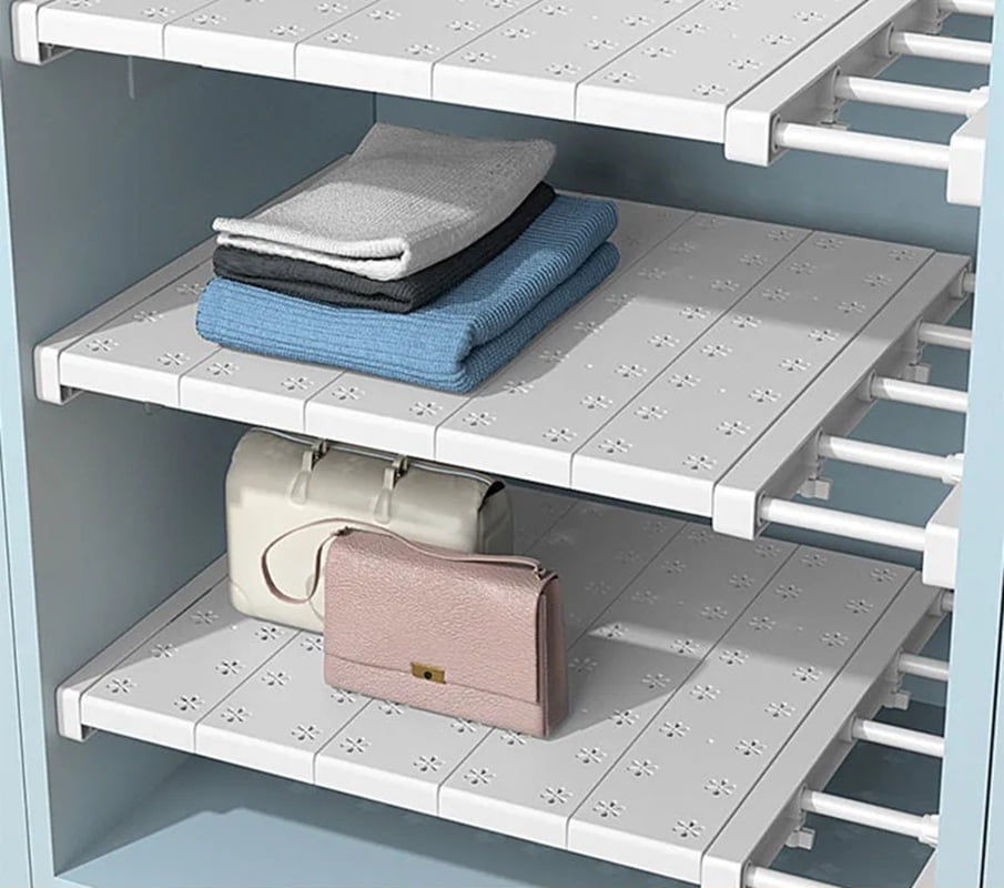 Expandable Closet Tension Shelf Storage Rack Adjustable Metal Organizer