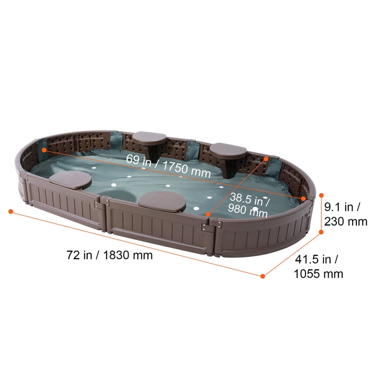 KFFKFF, Sandbox with Lid, 72x41.5x9.1 in, Outdoor Kids Play