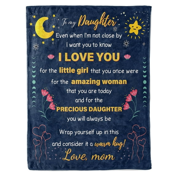 Funnil Daughter Gifts from Mom,Daughter Birthday Gift Ideas,Daughter Throw Blanket from Mom Daddy 50"x60" Dark Blue