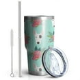 thumbnail image 2 of 30oz Bull Terrier Dog and Flower Florals Tumblers Stainless Steel Tumbler with Lid and Straw,Vacuum Insulated Double Wall Travel Tumbler Cups Mug with Cleaning Brush for Coffee,Tea, 2 of 7