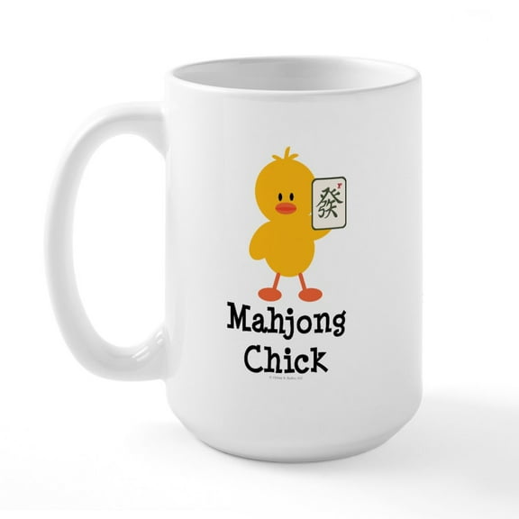 CafePress - Mahjong Chick Large Mug - 15 oz Ceramic Large White Novelty Mug