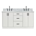 thumbnail image 2 of Ariel Kelly 67 Inch Double Rectangular Sink Bathroom Vanity With Italian Carrara Marble Countertop 1.5 Inch Edge In White, 2 of 12