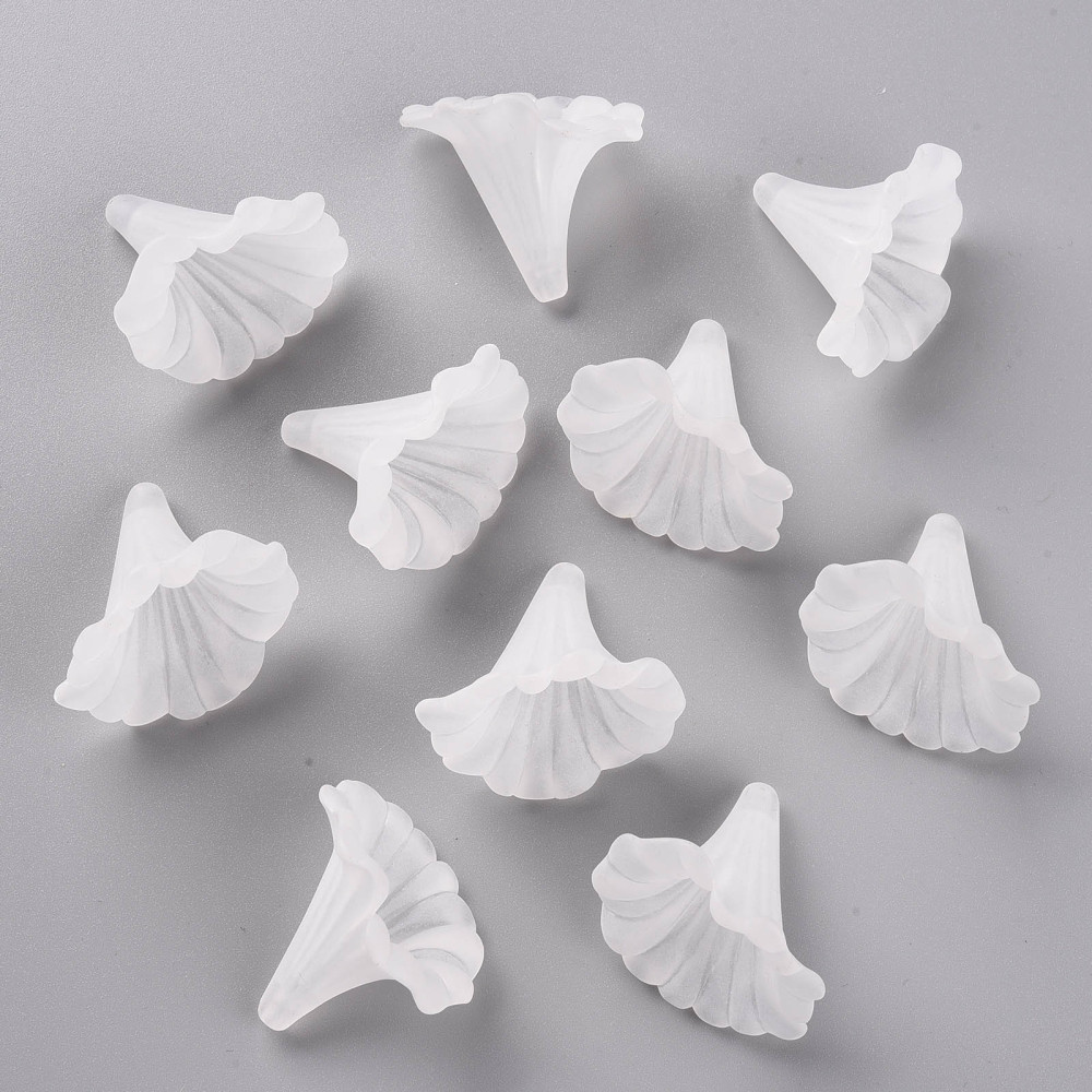 500gs Transparent Acrylic Beads Calla Lily Frosted Clear 40.5x33x35mm Hole: 1.8mm about 135pcs/500g