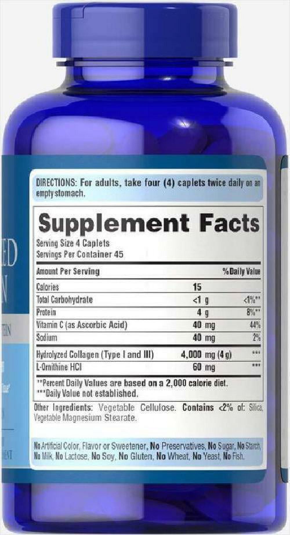 (2 pack) Puritans Pride Hydrolyzed Collagen Caplets, 1000 Mg, 180 Ct