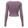 thumbnail image 5 of ZQUUVOU Women's Athletic Workout Tops Long Sleeve Round Neck Moisture Wicking Stretchy Shirts for Yoga Gym Purple, 5 of 9