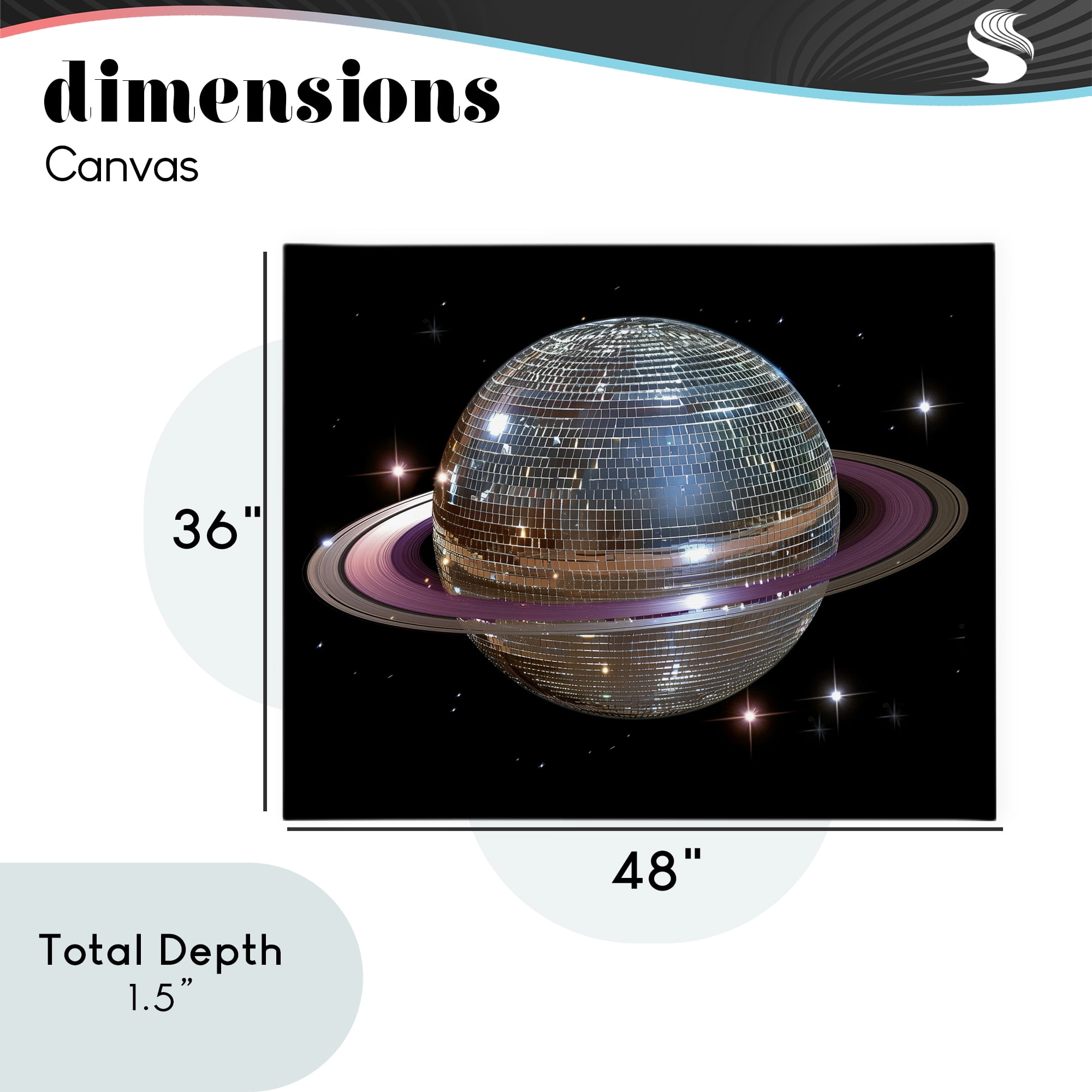 Purple Disco Ball Planet Canvas Wall Art, design by Decent Exposures