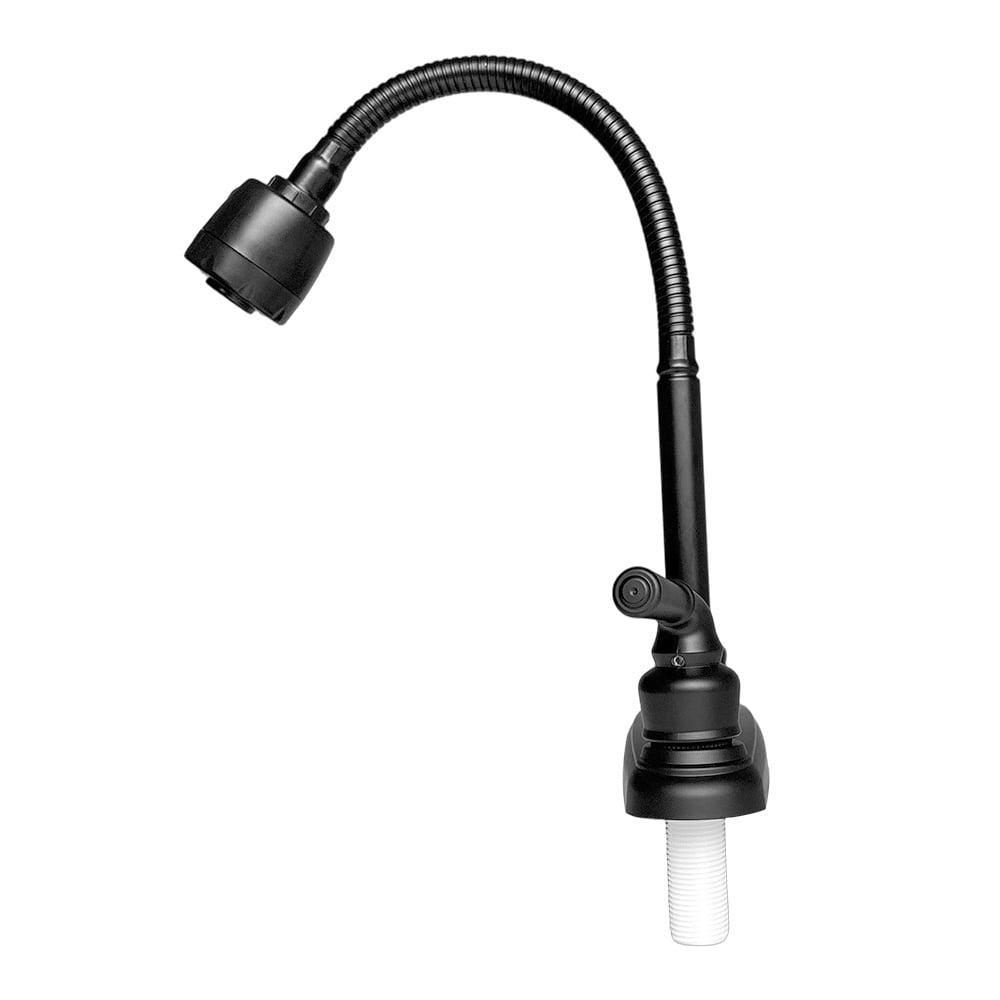 RV Kitchen Faucet, Non-Metallic Camper Kitchen Sink Faucet 8 Inch 2 Hole Double Handles with Flexible Arch 360 Degree Rotatable Spout for Campers, Motorhome, Travel Trailer, Black