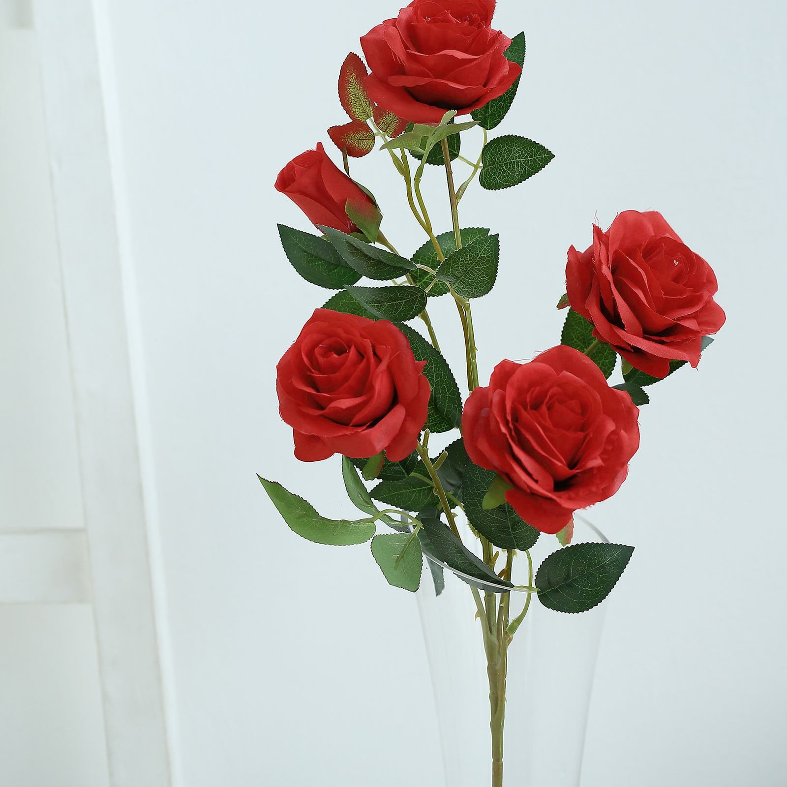 Efavormart Pack of 2 33" Silk Long Stem Roses, Faux Flowers Rose Bouquet RED
