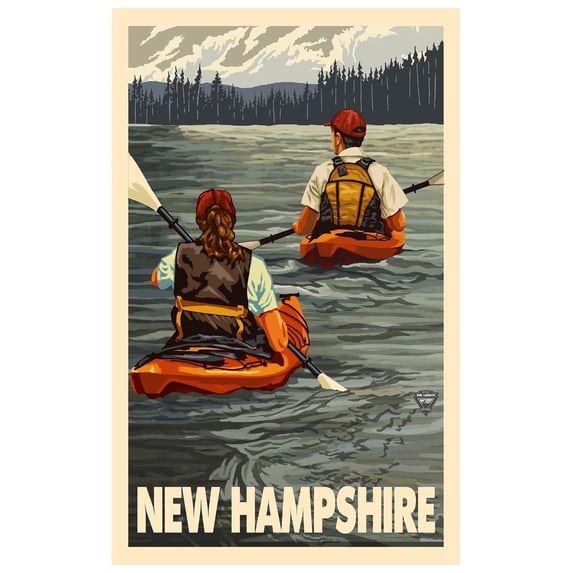 New Hampshire Kayakers Giclee Art Print Poster by Paul A. Lanquist (12" x 18")