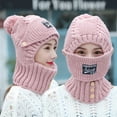 thumbnail image 2 of Mightlink Knitted Hat Super Soft Friendly to Skin Stretchy Solid Color Windproof Keep Warm Yarn Women One-piece Knitted Hat Neck Warmer Face Cover for Female, 2 of 7