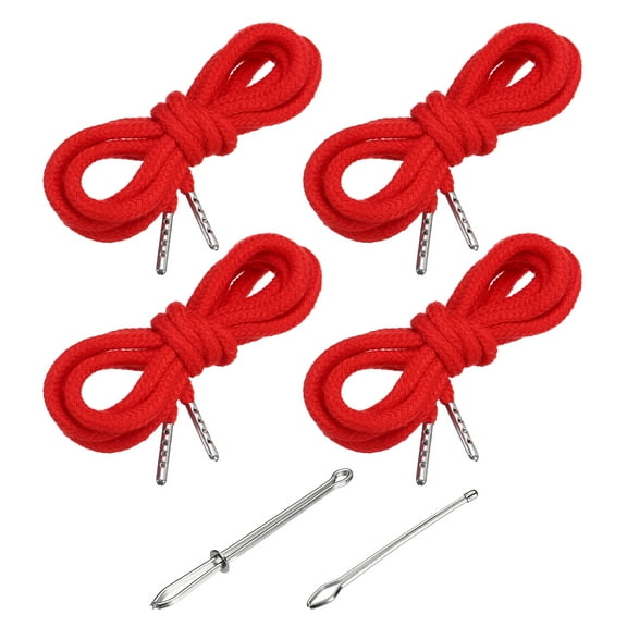 Uxcell 51 Inch Drawstring Cords, 4pcs Replacement Draw Strings with 2pcs Easy Threaders for Shorts Pants Jackets Coats Sweatpants Hoodie, Red