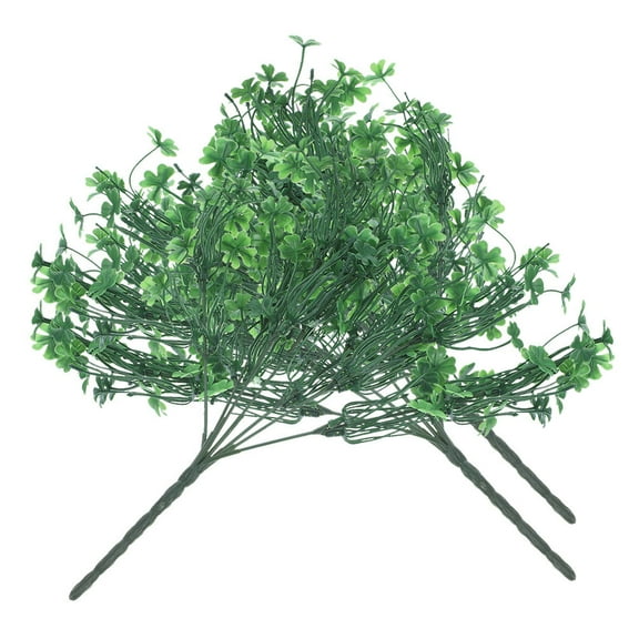 FRCOLOR 4pcs Artificial Shamrock Plants Green Stems St. Patrick's Day Party Supplies Decorative Floral Picks Irish Holiday Table Centerpiece