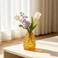 thumbnail image 5 of MYUNNIL Pinecone Shaped Glass Vase, 6" Conical Transparent Embossed Glass Flower Vase, Fall Farmhouse Floral Accessory for Home Mantel Table Office Shelf Decor, Gold, 5 of 7