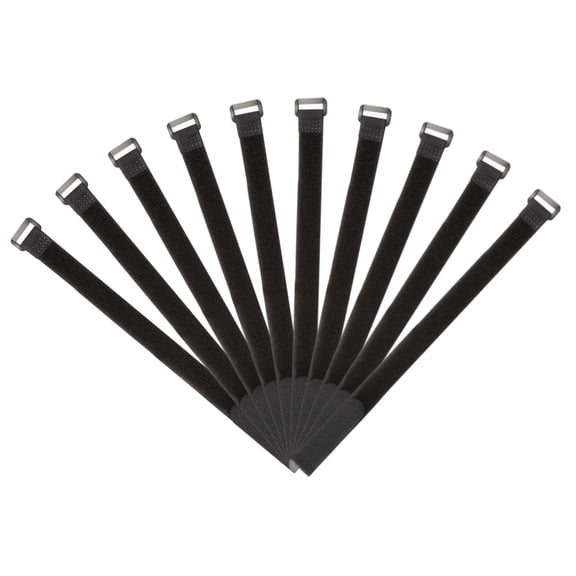 Uxcell Fastening Hook and Loop Cable Tie 13.7 x 0.7 Inch Reusable with Buckle Multi-Purpose Wire Strap Black, Pack of 10
