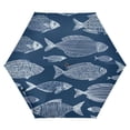 thumbnail image 6 of Dark Blue Background Hand Painted Fishes All Weather Umbrella Triple Folding Parasol 6 Ribs UV Protection Portable, 6 of 8