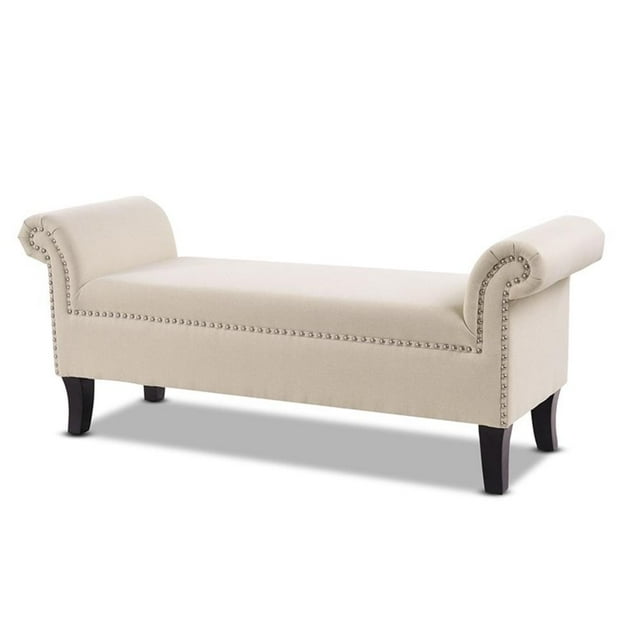 Maklaine Banc d'Appoint Moderne à Accoudoirs Roulés pour Entrée, Couleur Ciel Neutre