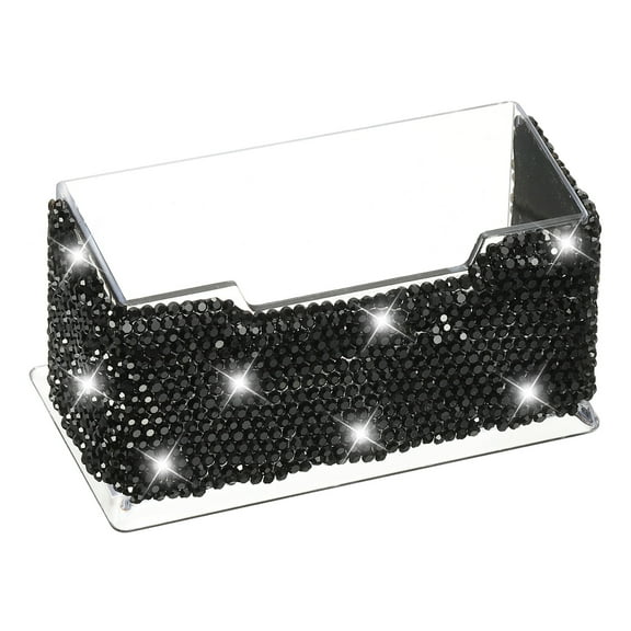 Rhinestone Business Card Holder Crystal Business Card Holders Bling Business Card Organizer Display Stand for Desktop Desk Office Exhibition, Black