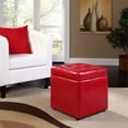 thumbnail image 4 of Hawthorne Collection Square Faux Leather Storage Ottoman in Red, 4 of 4